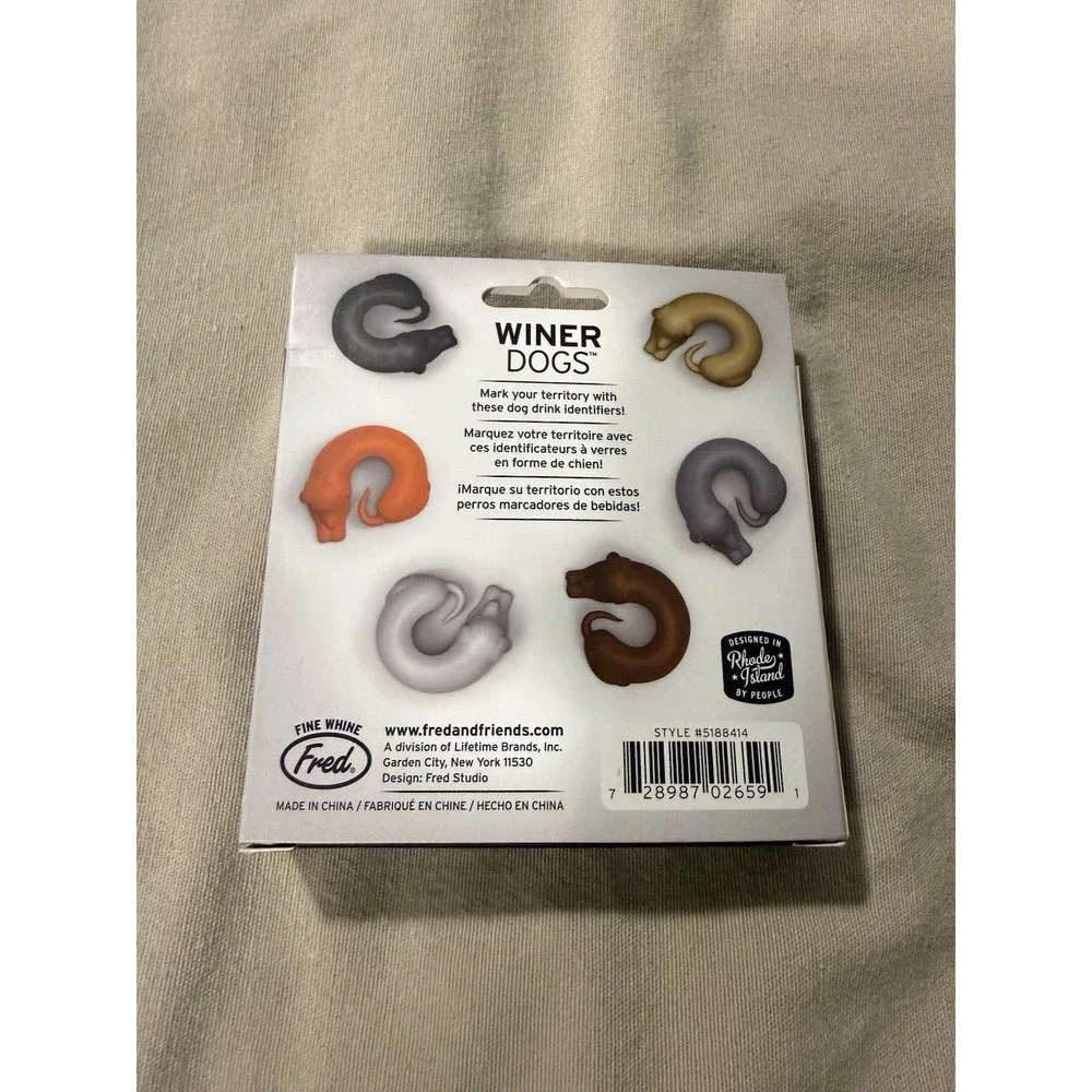 Fred WINER DOGS Dachshund Dog Drink Wine Markers, Set of 6 Wine Glass Figures *